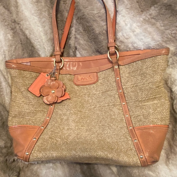Coach Straw Tote with Distressed Embossed Details - Picture 15 of 16